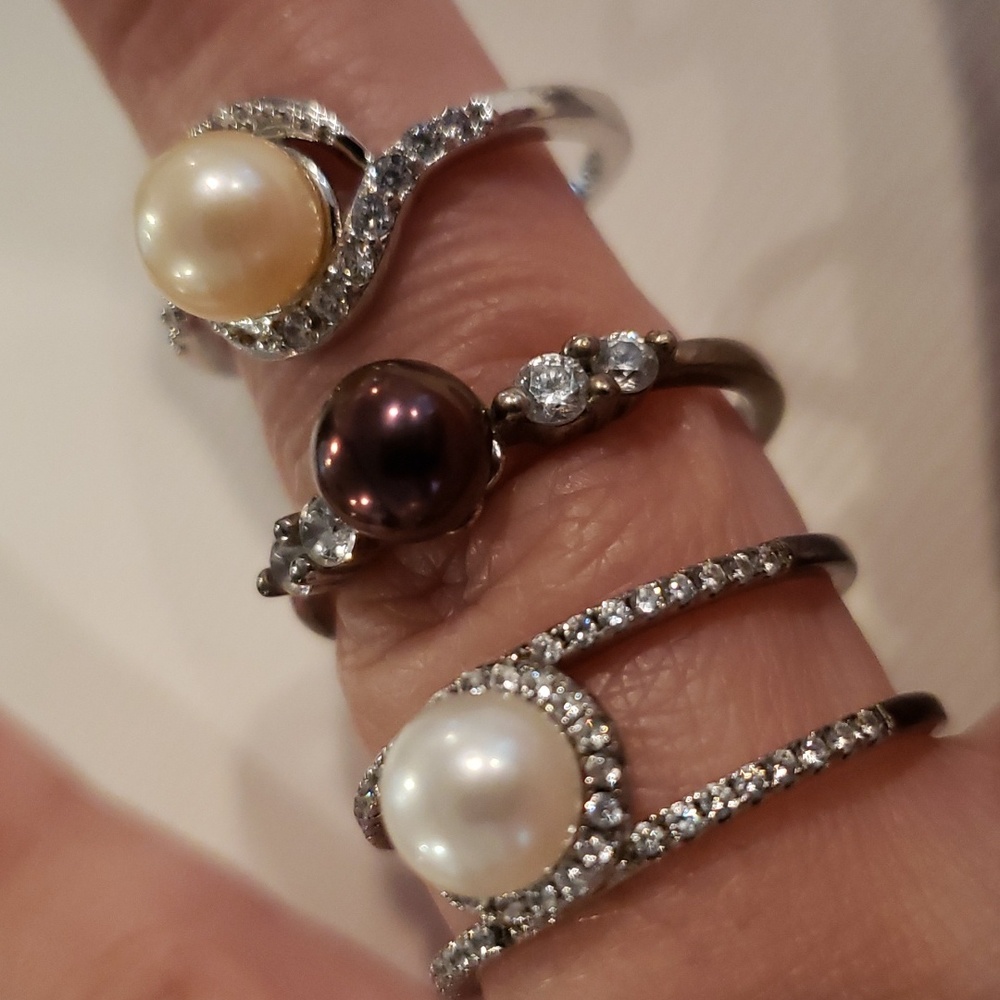 Vantel Pearl Ring lot 3 Sky Dancer Twist & Shout